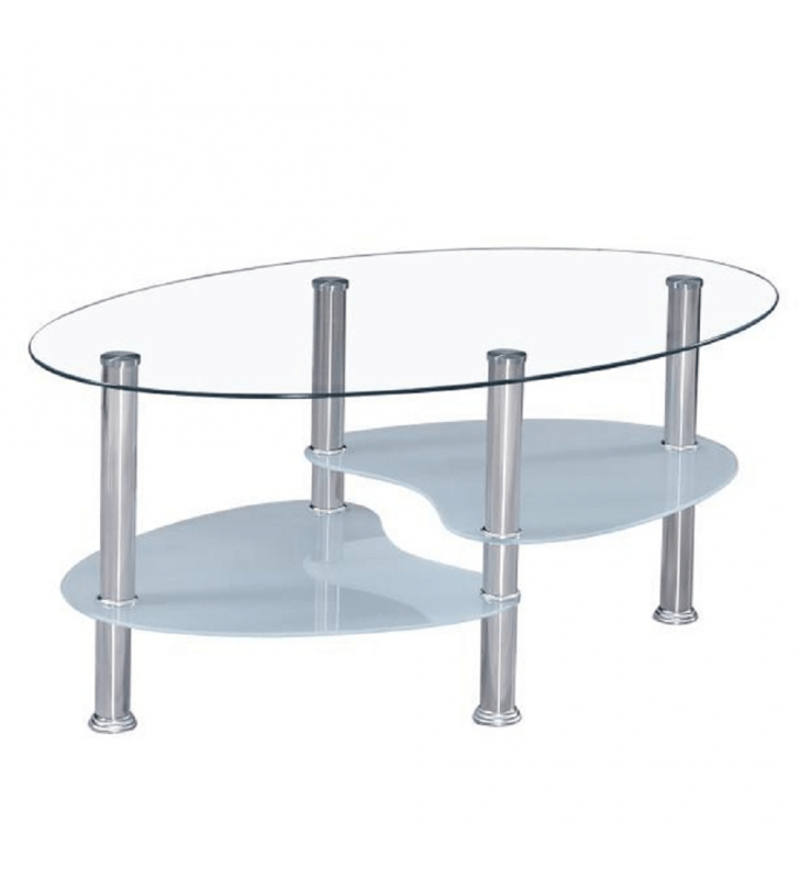 Dohányzóasztal, acél/átlátszó üveg/tejüveg, WAVE NEW