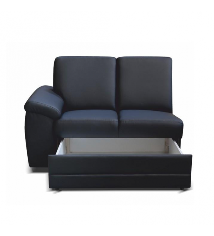 2- személyes kanapé rakodótérrel, textilbőr fekete, balos, BITER 2 1B ZS