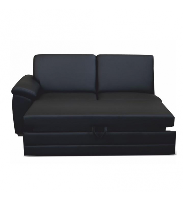 3-személyes kinyitható kanapé támasztékkal, textilbőr fekete, balos, BITER 3 1B ZF