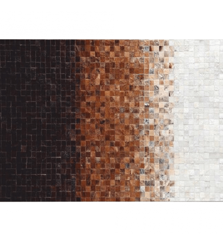 Luxus bőrszőnyeg,fehér/barna /fekete, patchwork, 140x200, bőr TIP 7