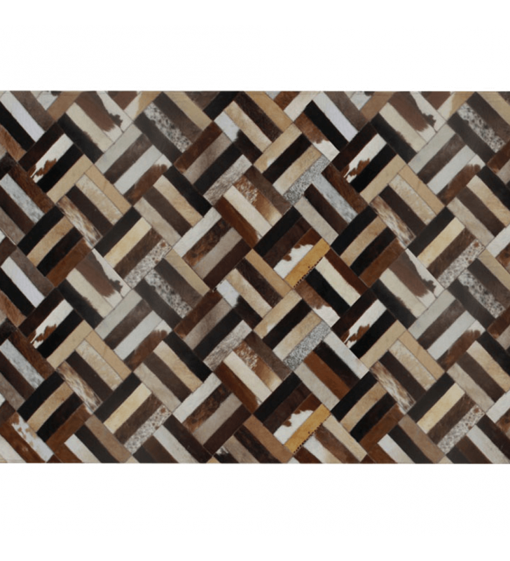 Luxus bőrszőnyeg, barna/fekete/bézs, patchwork, 140x200 , bőr TIP 2