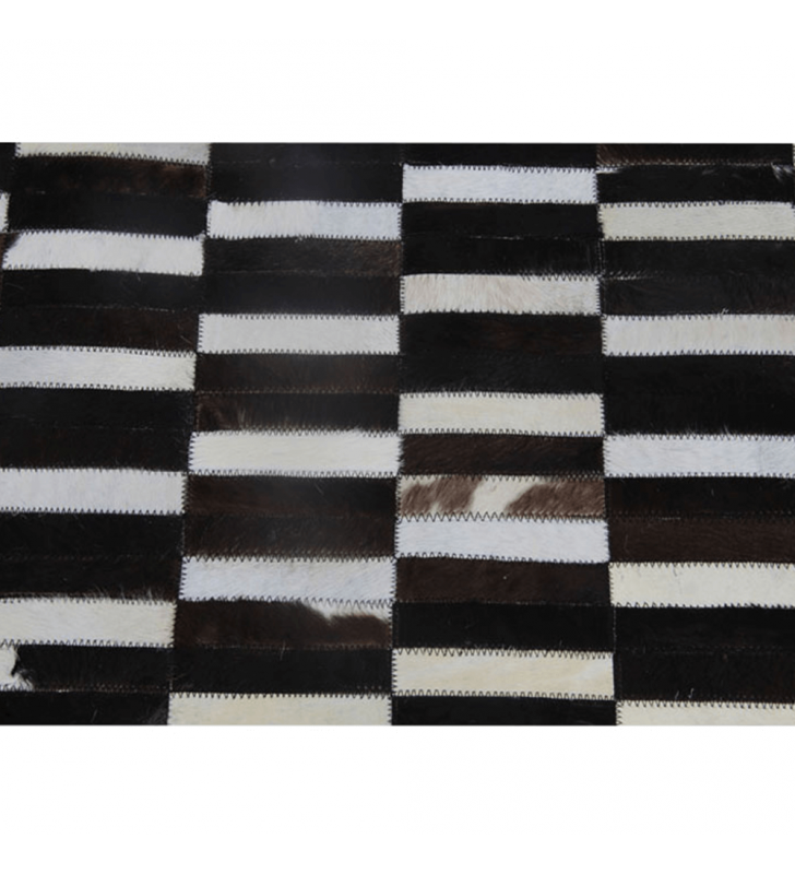 Luxus bőrszőnyeg, barna /fekete/fehér, patchwork, 120x180, bőr TIP 6