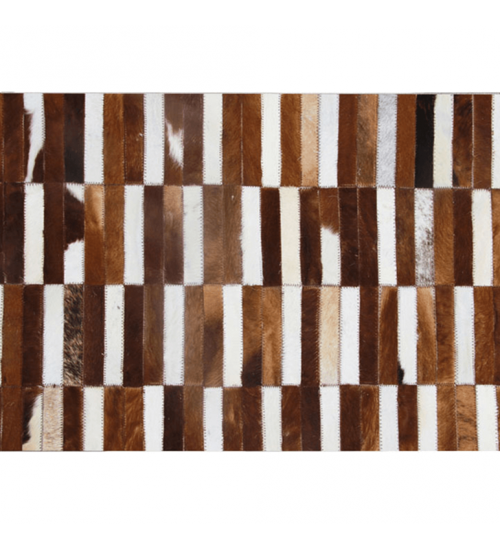 Luxus bőrszőnyeg, barna /fehér, patchwork, 141x200, bőr TIP 5