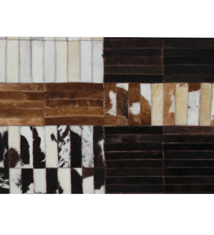 Luxus bőrszőnyeg, fekete/barna /fehér, patchwork, 120x180, bőr TIP 4