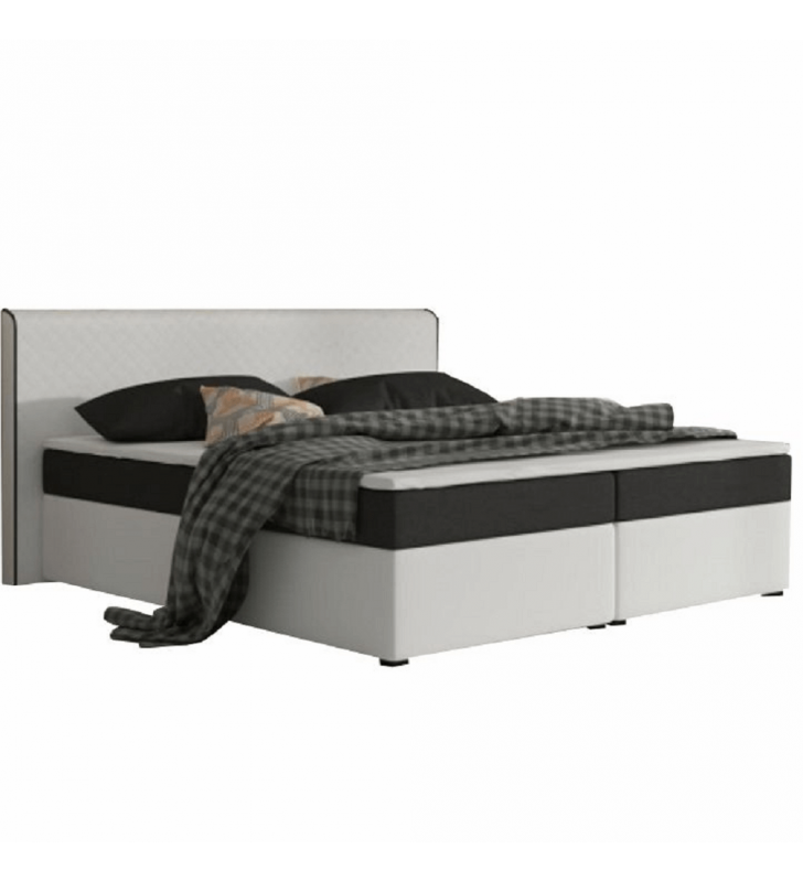 Kényelmes ágy, fekete szövet/fehér textilbőr, 160x200, NOVARA MEGAKOMFORT