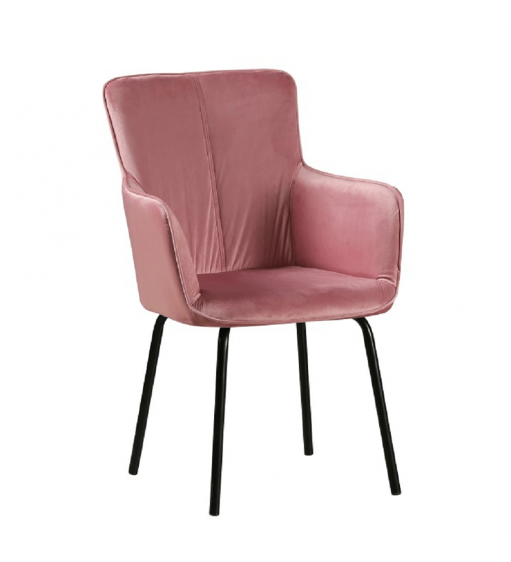 Dizájnos fotel, rózsaszín bársony/fekete, VETAR