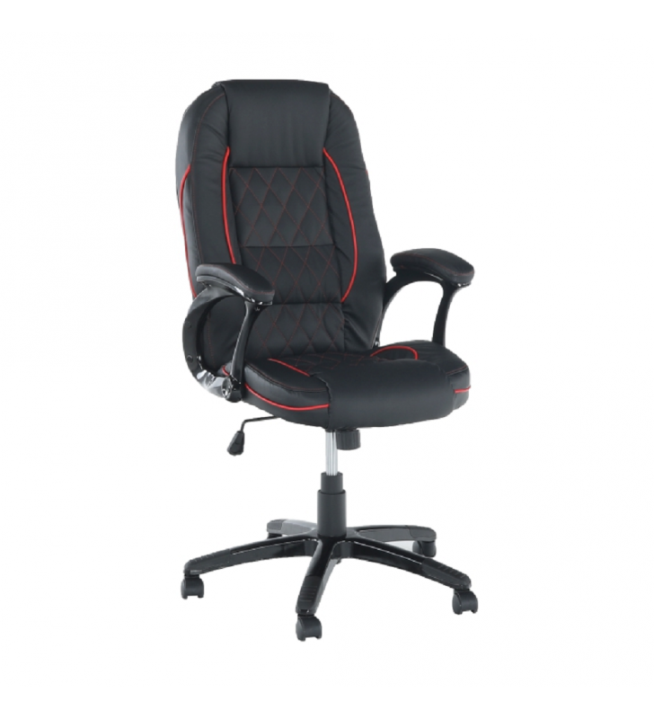Irodai szék, textilbőr fekete/piros szegély, PORSHE New