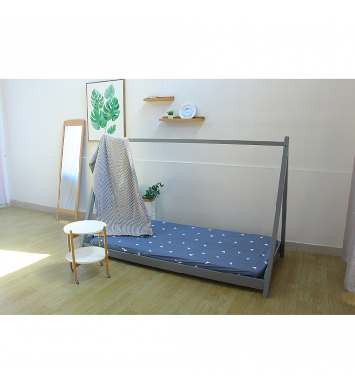 Montessori ágy, tűnyalábos fenyőfa, szürke, GROSI