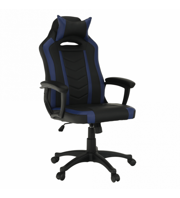 Irodai/gamer fotel, fekete/kék, AGENA