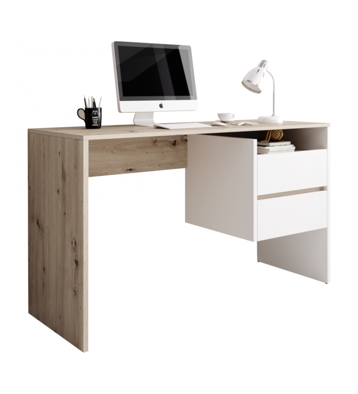 PC asztal, artisan tölgy/fehér matt, TULIO