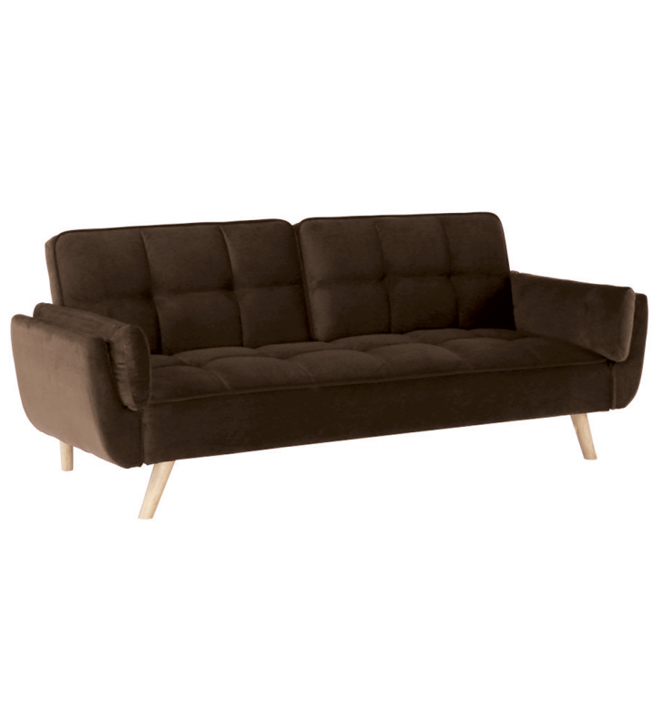 Széthúzhatós kanapé, barna/tölgy, FILEMA