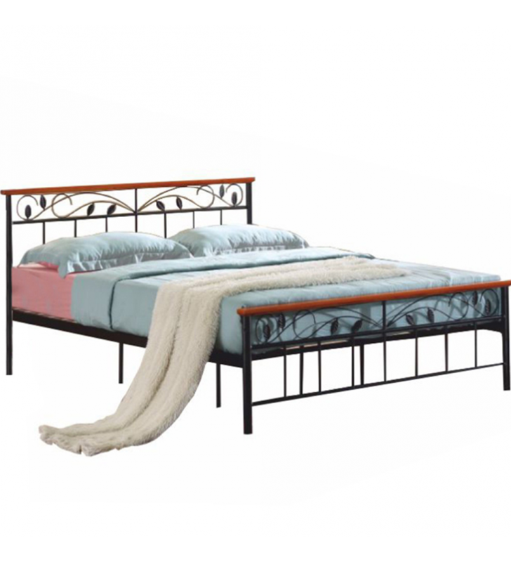 ágy lemezes ágyráccsal, fa cseresznye /  fém, 160x200, MORENA